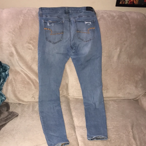 American Eagle outfitters super super stretch jeggings US 12 distressed 💕 - Picture 2 of 7